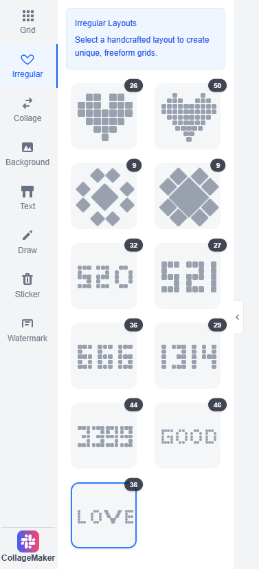 Eleven irregular collage grids preview
